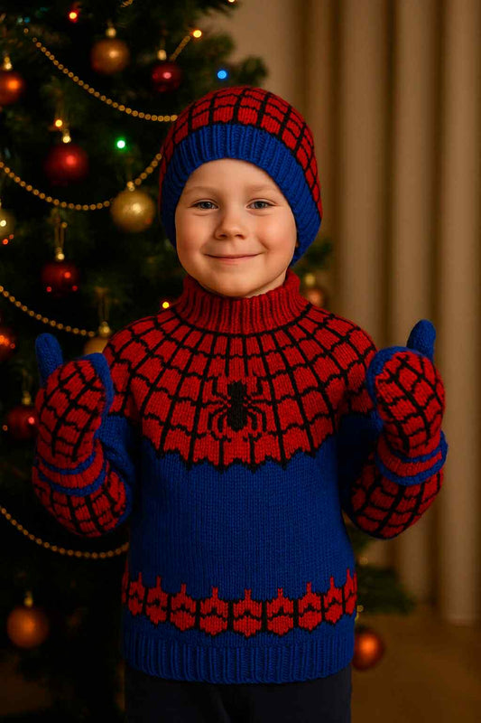 Children Spider Man Sweater (Wool-Merino Blend)